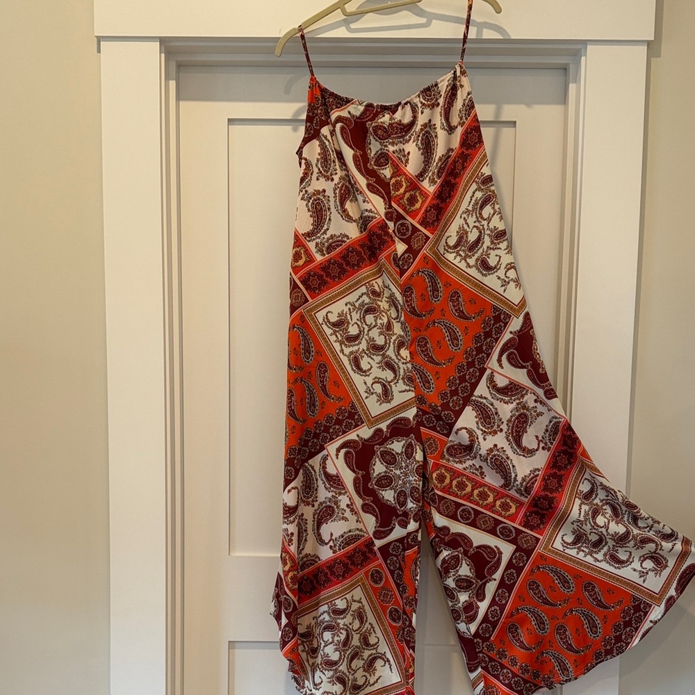 bishop + young Red and Orange Paisley Jumpsuit